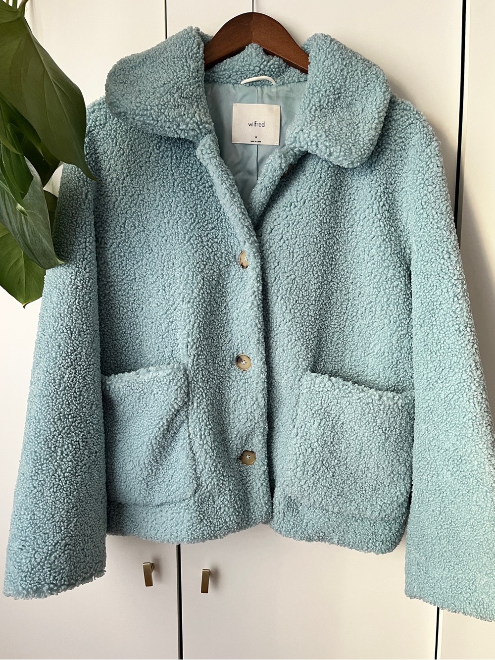 Aritzia Wilfred Light Blue Teddy Jacket